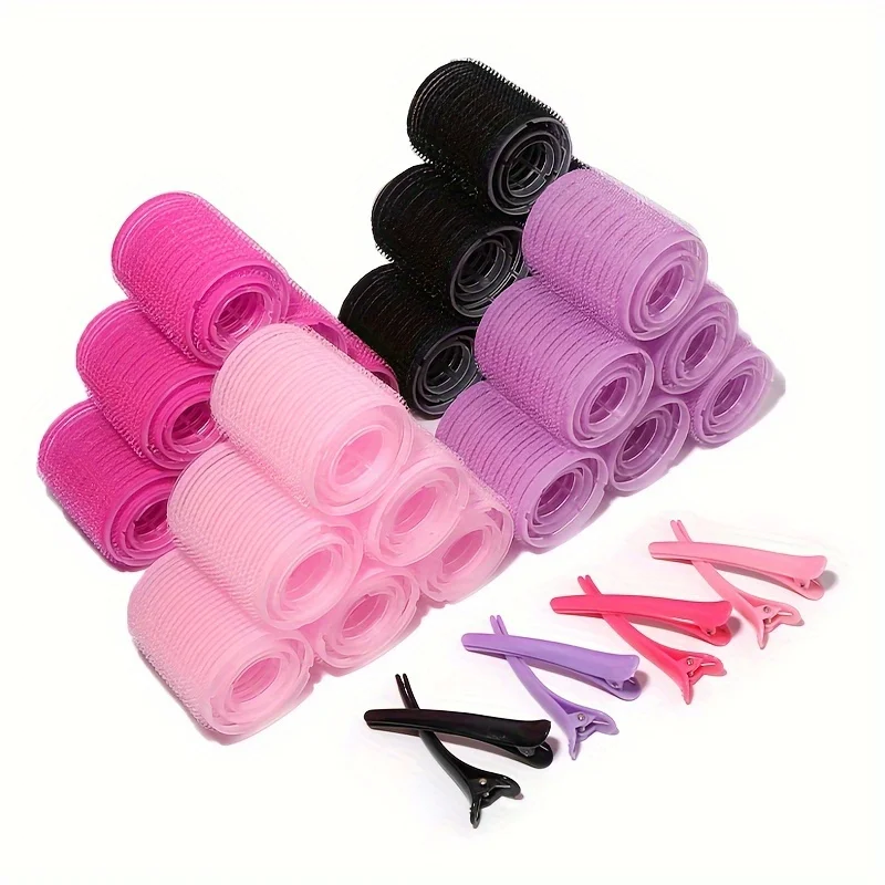 Factory direct sale 20pcs no heat plastic hair rollers set 3 sizes self grip nylon hair rollers with pins