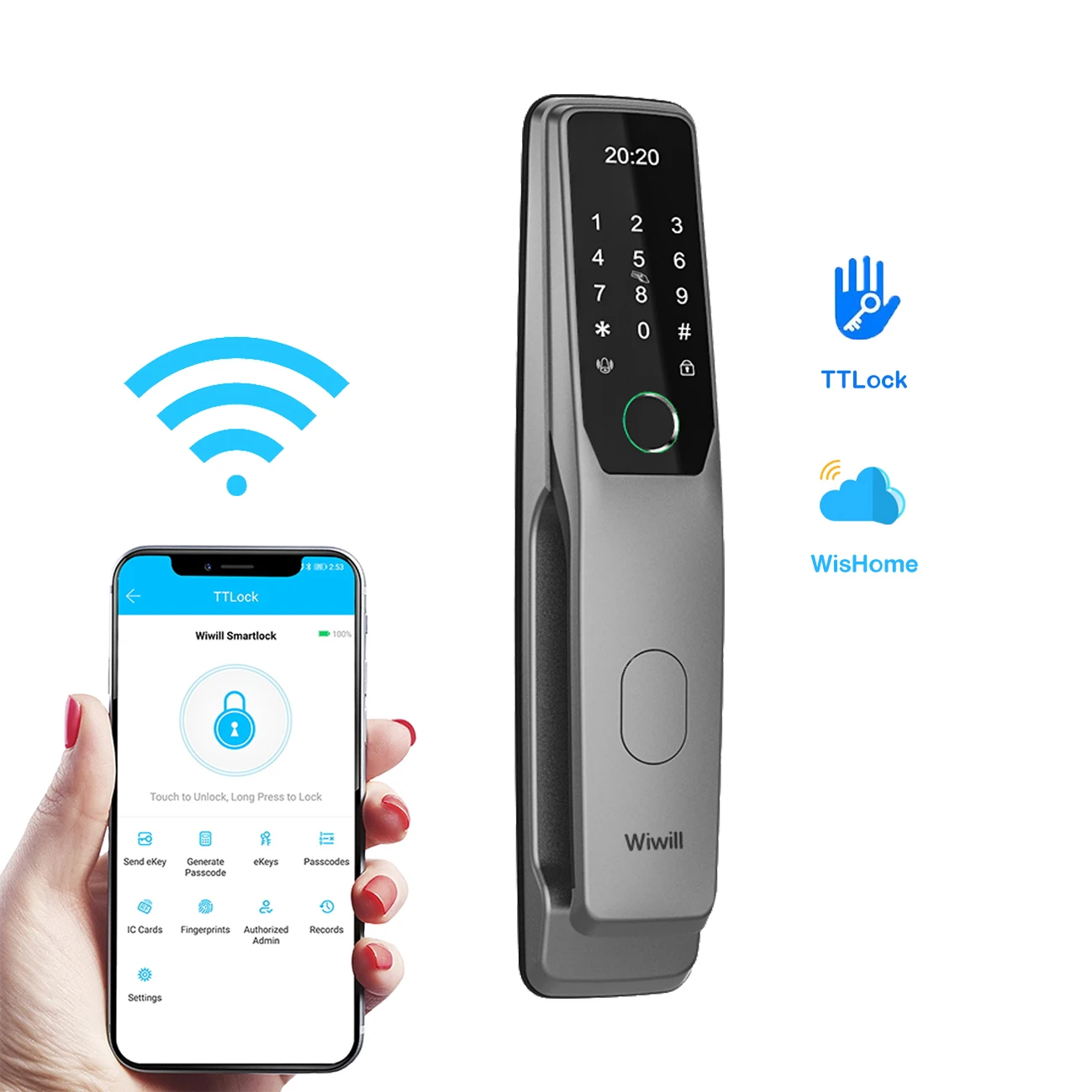  TTLock App Wi-Fi биометрический отпечаток пальца цифровой БЕСКЛЮЧЕВОЙ авто внутренняя камера Умный дверной замок