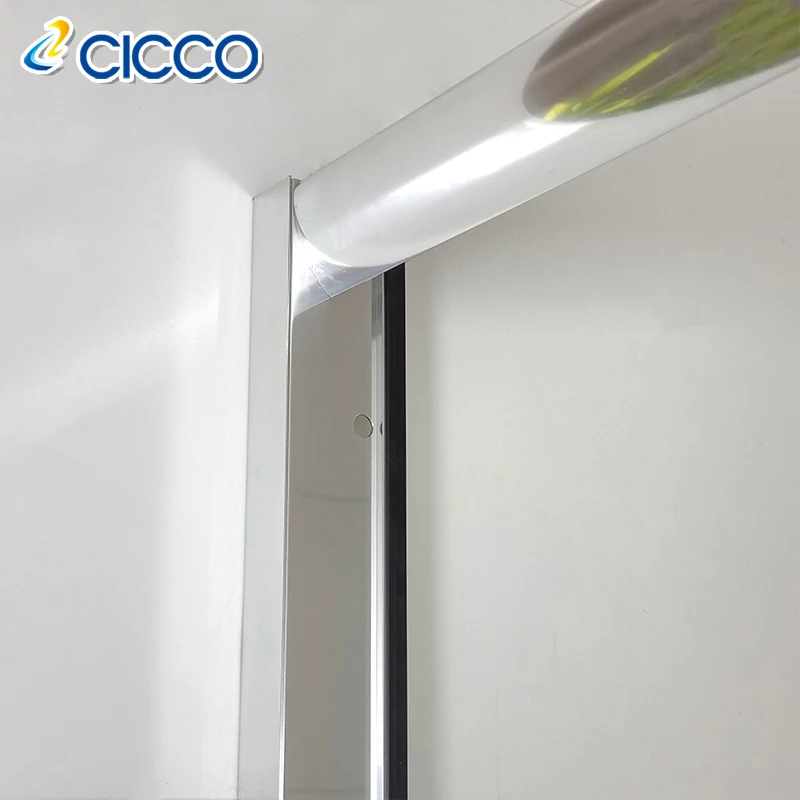Push Open 6mm Sliding Tempered Shower Glass Door Chrome Frame Walk In Shower Door  for Bathroom