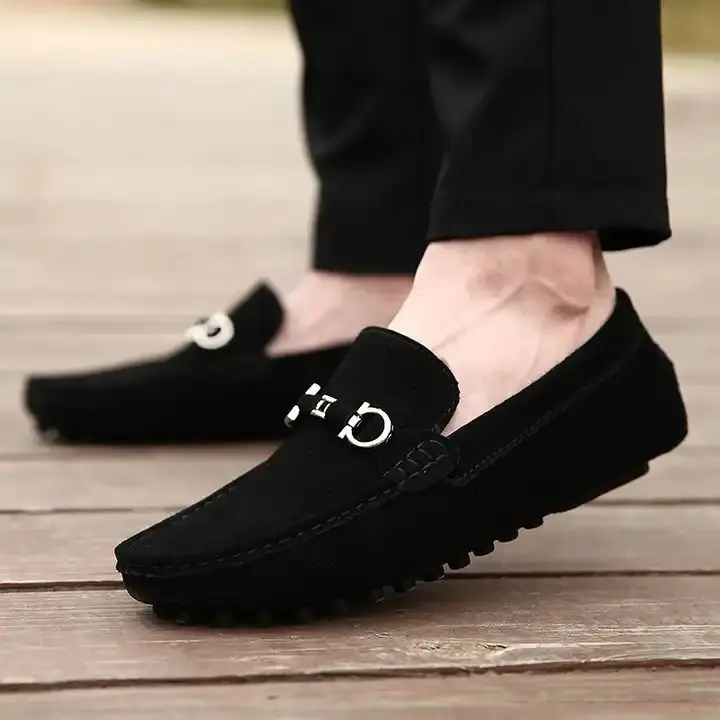 Custom New Classic Original Suede Leather Penny Men Casual Sandals Loafers Slip On Flats Male Moccasins Peas Shoes For Men