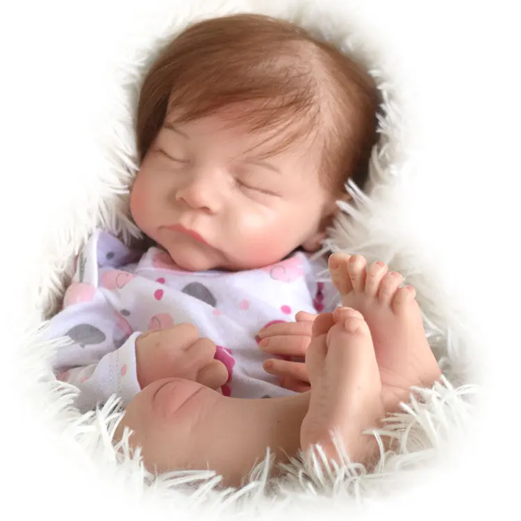 Silicone Baby Doll Realistic Reborn 16inch Sleeping Reborn Dolls Customize Painted Reborn Doll Handmade Bebe Solid Silicone Dol