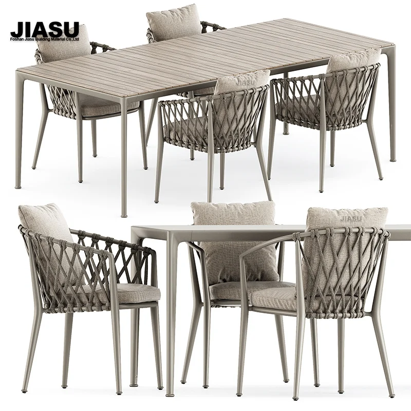 Sets Outdoor Table Dining Lounge Chair Rattan Sofa Aluminum Dinning Garden Furniture Set
