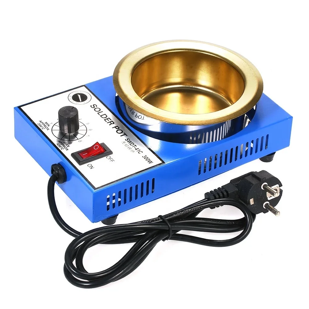 Green 220V 300W Solder Pot Tin Melting Furnace Thermoregulation Soldering Desoldering Solder Melting Pot
