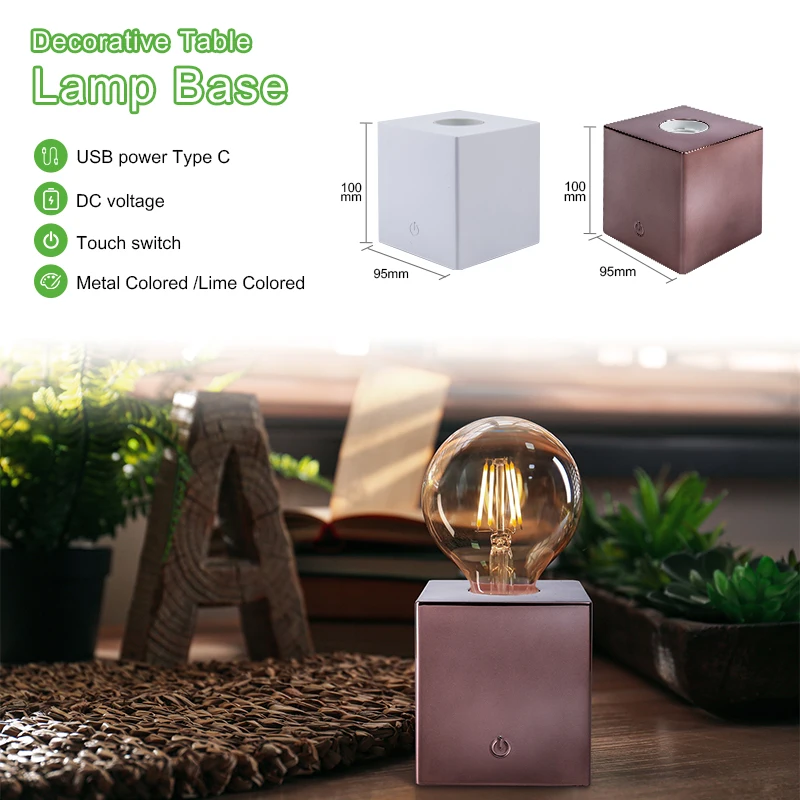 Nordic Modern Home Decor Li-Battery Plastic Square E27 Lamp Table Lamp Holder Bases