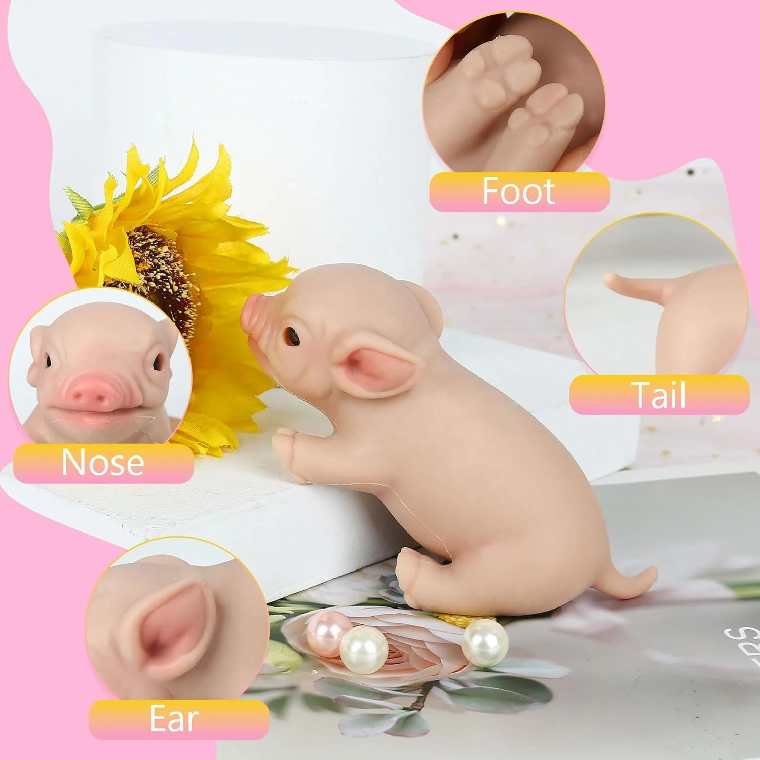 14CM Realistic Mini Pig Doll Soft Silicone Educational Animal Toy Best Gifts for Kids