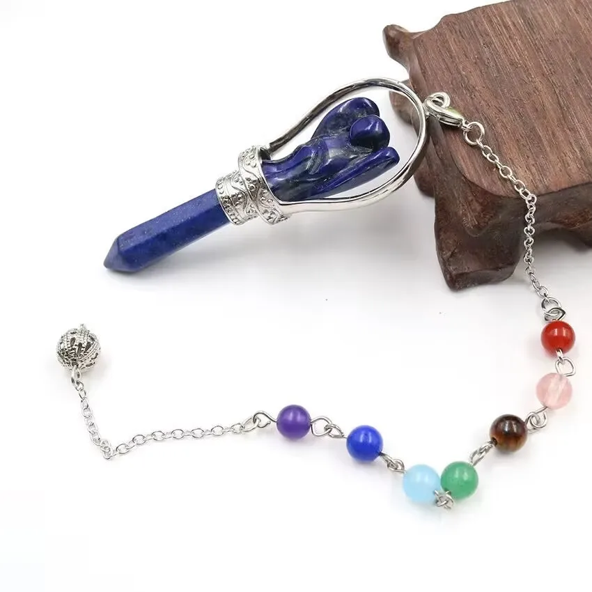 Natural fluorite crystal pendant Healing Gemstone Angel Point Pendulums Crystal pendant For ornament Decor
