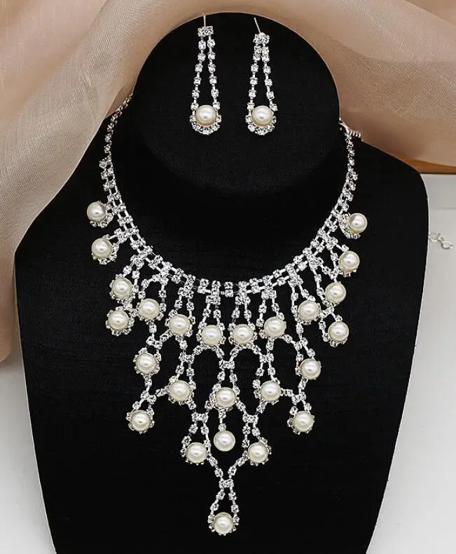 JXTL01 Fashion Bridal Jewelry Set Women Pearls Necklace Earrings Set Wedding Jewelry Sets