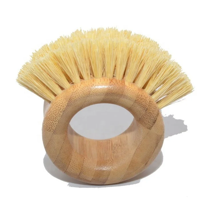 Biodegradable Coconut Wood Bamboo Handle Sisal Bristle Natural Eco Friendly Kitchen Dish Scrub Brushes