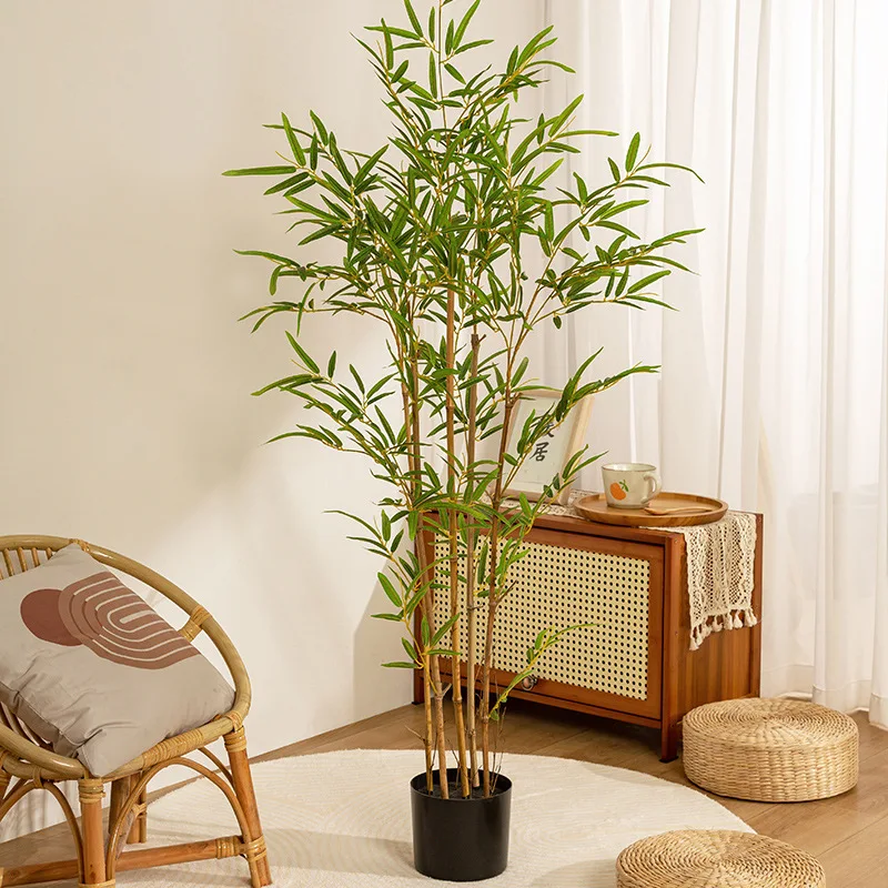 SZ Small artificial bamboo tree potted plants home decor bamboo tree plant indoor faux silk bamboo tree 8ft for whole sale