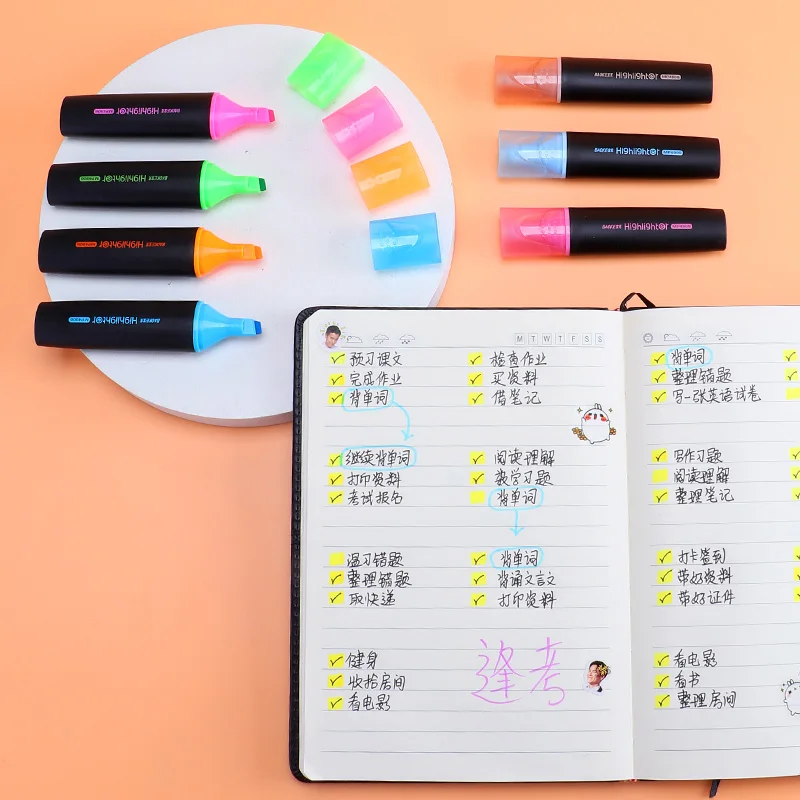 12 colors school highlighter plastic highlighter pen
