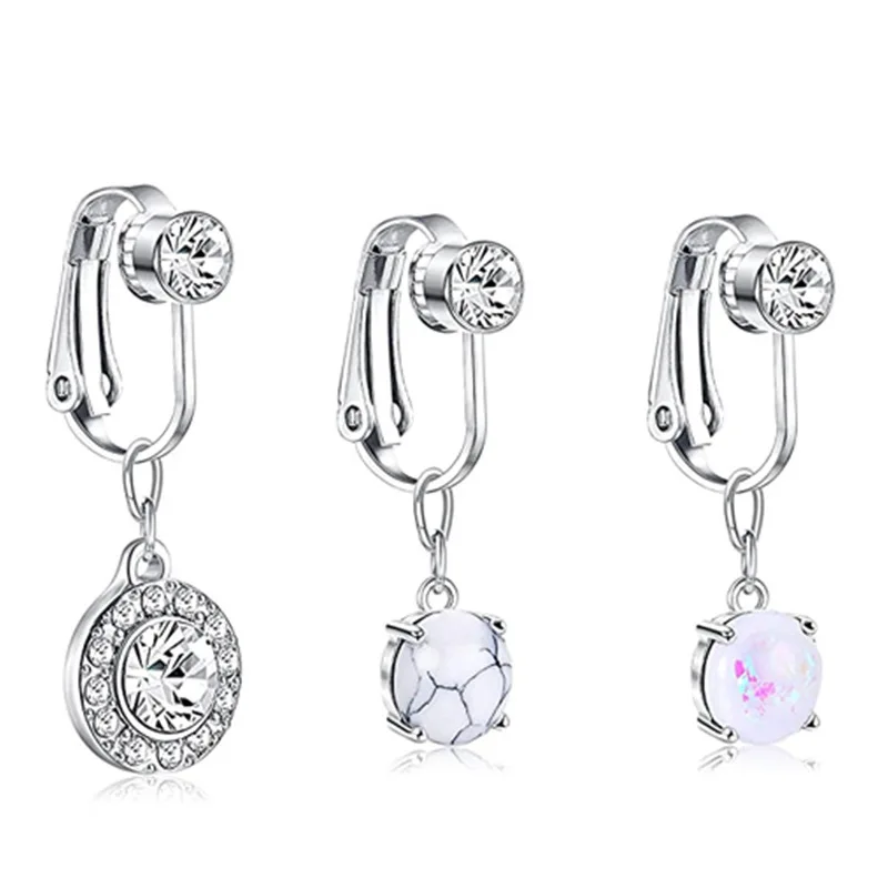 JY Fashion False Piercing Falsos Non Pierced Faux Piercing Nombril Clip on Navel Belly Button Rings Fashion Jewelry