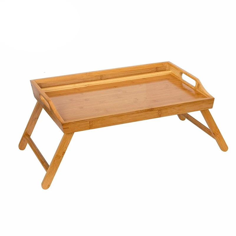 Folding Bamboo Wooden Bed Computer Table Tray Breakfast Serving Table Lap Tray Customized Logo
