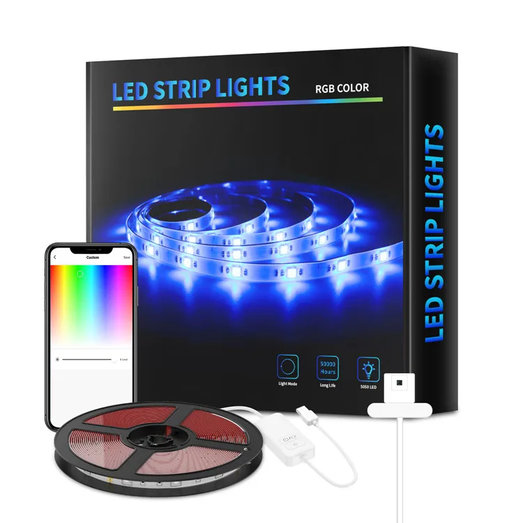 Smart APP &  Voice Control Digital 5V RGB IP65 Waterproof Color Sensor TV Backlight LED Strip Light For Entertainment