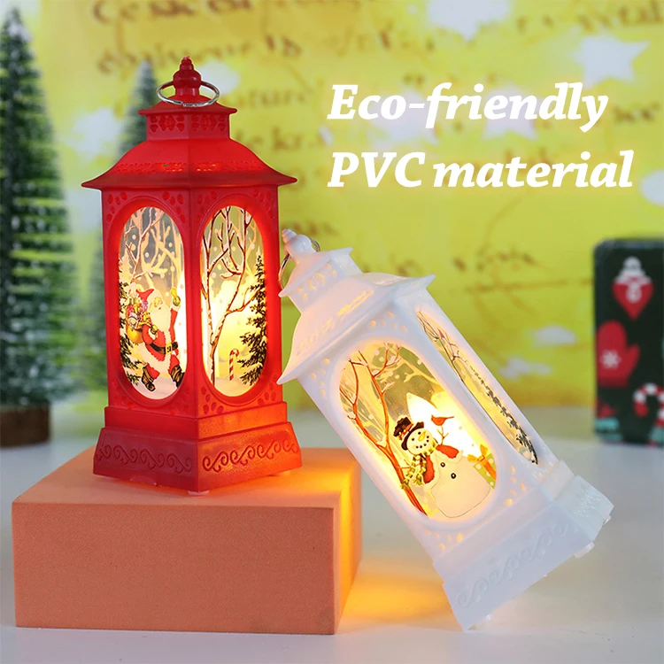 Howlighting LED Christmas Plastic Lantern Candlestick LED Lamp Night Light Snowman Decoration Desktop Christmas Lantern