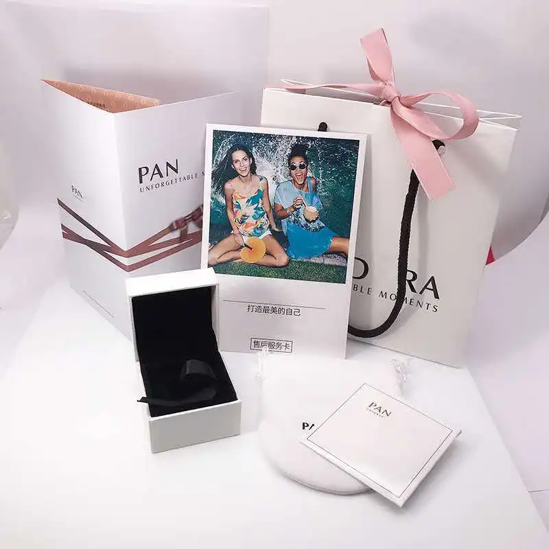 5 suit Set of piece Jewelry Packaging box paper Bag handbag for Pandoraer Bracelet Bangles Rings Necklace Stud Earrings