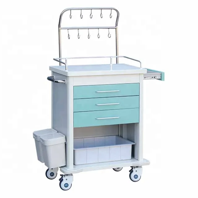 
Hospital ABS Plastic wheel Mobile IV Infusion Treatment Trolley, Clinical Instrument Cart With Drawer and Wheels 