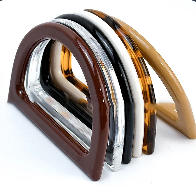 REWIN Straw Handbag Plastic Handles Purse Making Supplies Wooden Bag Handles Replacement D Shape Acrylic Bag Purse Handle