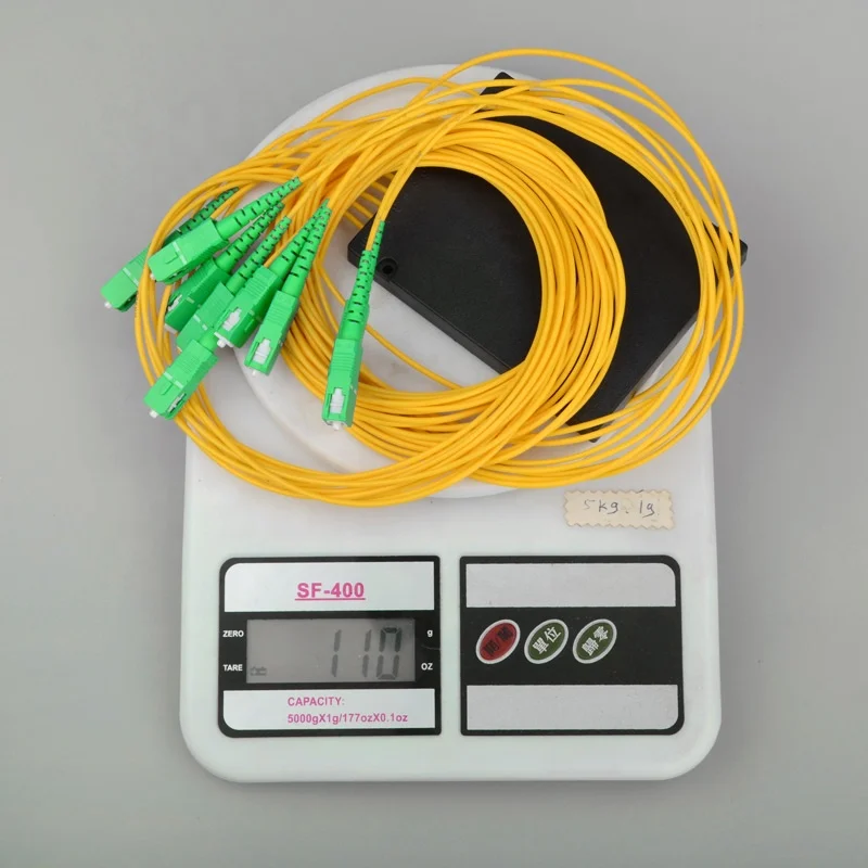 1:8 SC UPC APC ABS Box Fiber PLC Splitter 1X8 Single Mode Pembagi ABS Module Optical Pigtail 1M 1.5m Splitter