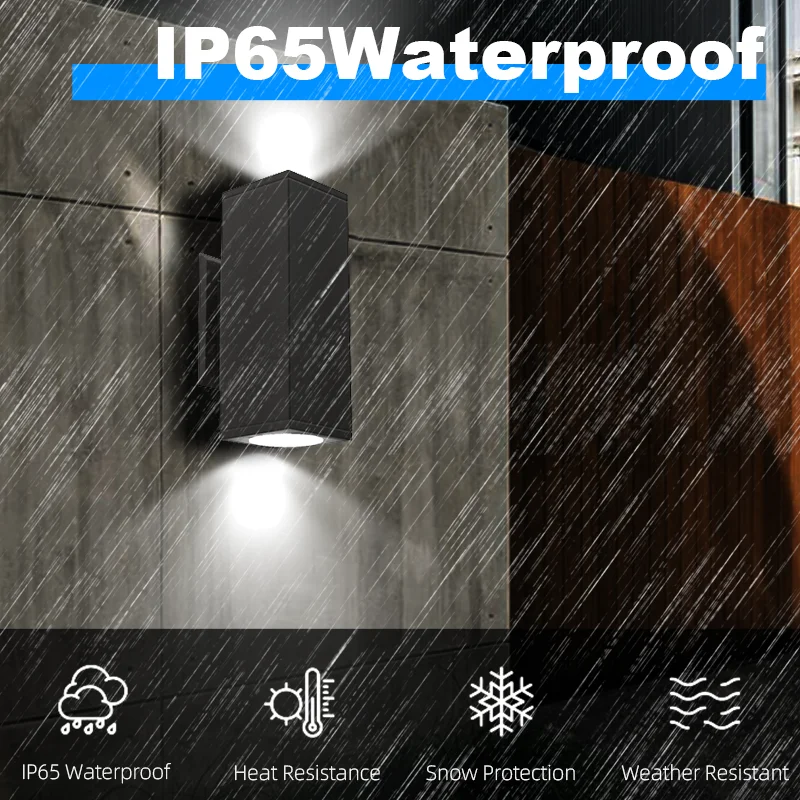 Modern Outdoor Double Head LED Wall Lamps Square IP65 Waterproof Aluminum Housing 6W Black/Grey Warm/Cold White LED Garden