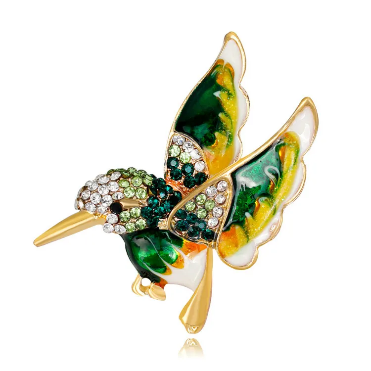 Hummingbird brooch with multicolored colorful crystal enamel wedding bouquets for bride