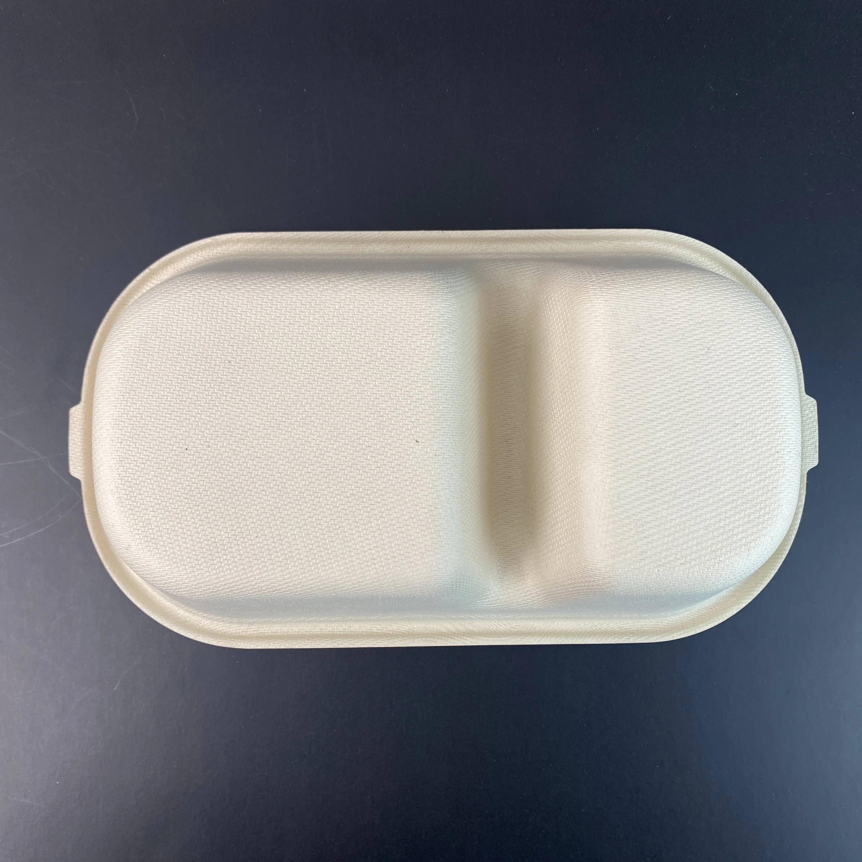 customizable 2 compartment salad Bowl  with lid Disposable and compostable dinnerware sets Biodegradable food packaging bagasse