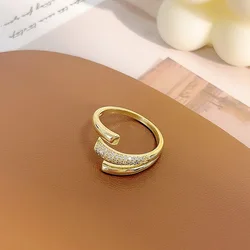 juhu micro-inlaid zircon cross-wound ring female ins tide niche index finger ring open metal ring