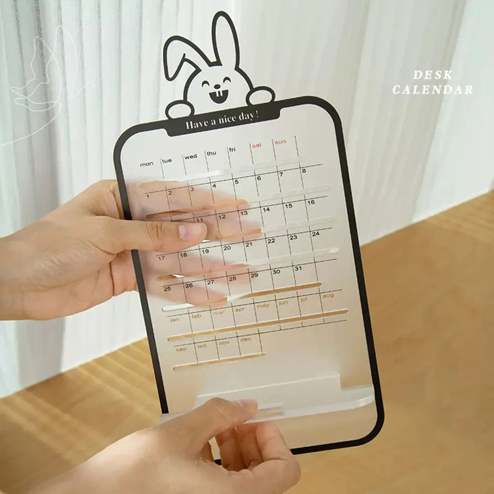 Made In China Custom Desktop Acrylic Calendar 2025 Multi-Functional Frosted Perpetual Calendar With Slide Buckle