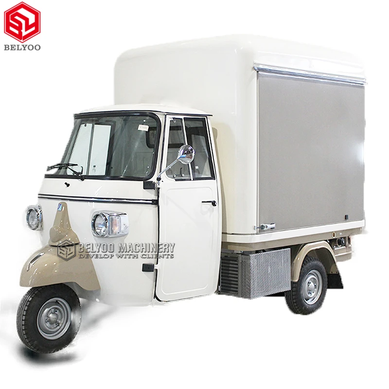 Belyoo Food Truck Piaggio Ape Tuk Tuk Food Cart Tricycle Food Electric Mobile Bar Coffee Truck For Sale Factory Price Customize