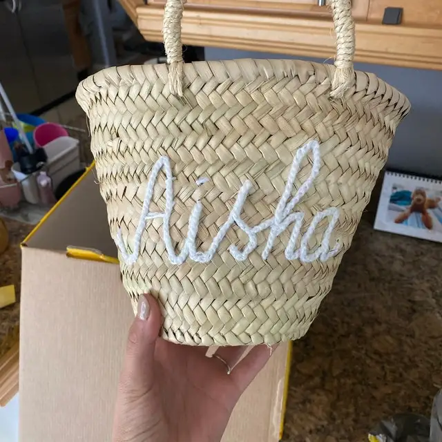 Personalized Bridal Party wedding Bridesmaid Gifts Beach straw monogrammed bag