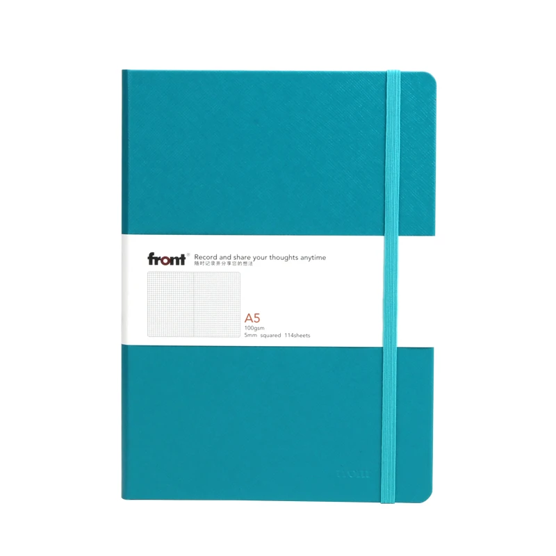 
Wholesale FRONT A5 PU leather notebook blue journal notebook dotted grid blank leather journal book hard cover notebook 