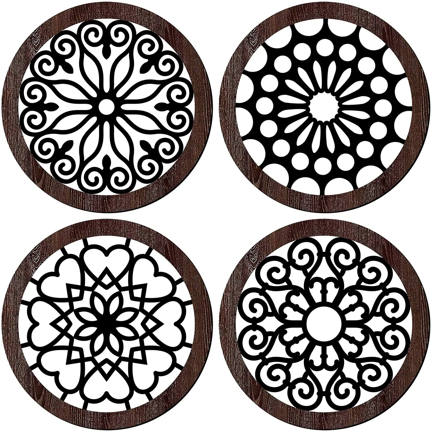 Rustic Wood Wall Decor Round Wooden Frame Wall Art Geometric Wall Pediments Modern Wooden Frame Farmhouse Hanging Decoration