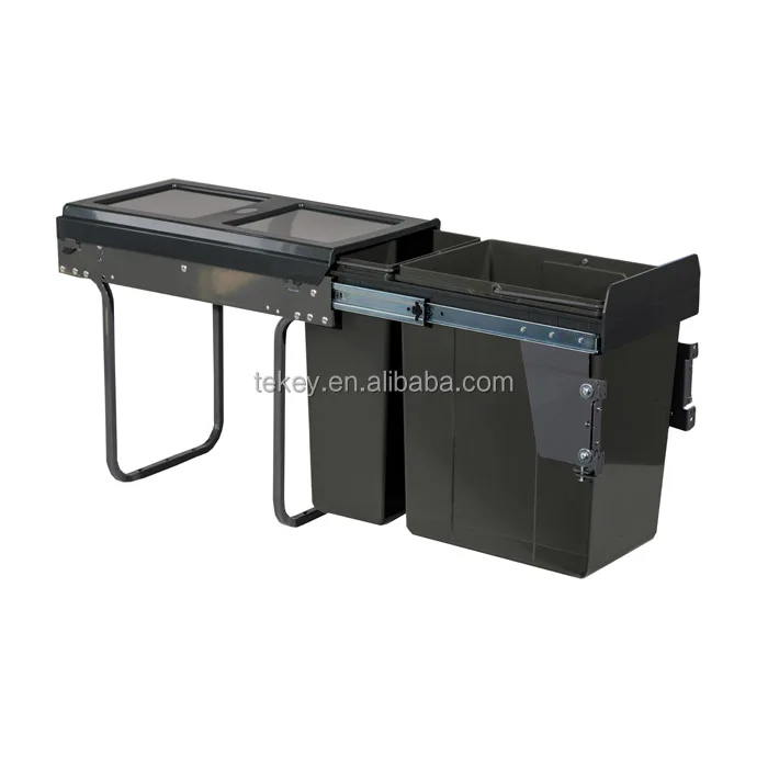 Pull Out Sorting Trash Bin Garbage Can built in cabinet connect with door Kitchen Concealed bin