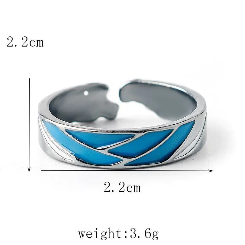 2022 New Arrival Cool Demon Slayer The Hinokami Kamado Tanjirou Open Adjustable Rings Silver Black Cartoon Anime Rings for Kids