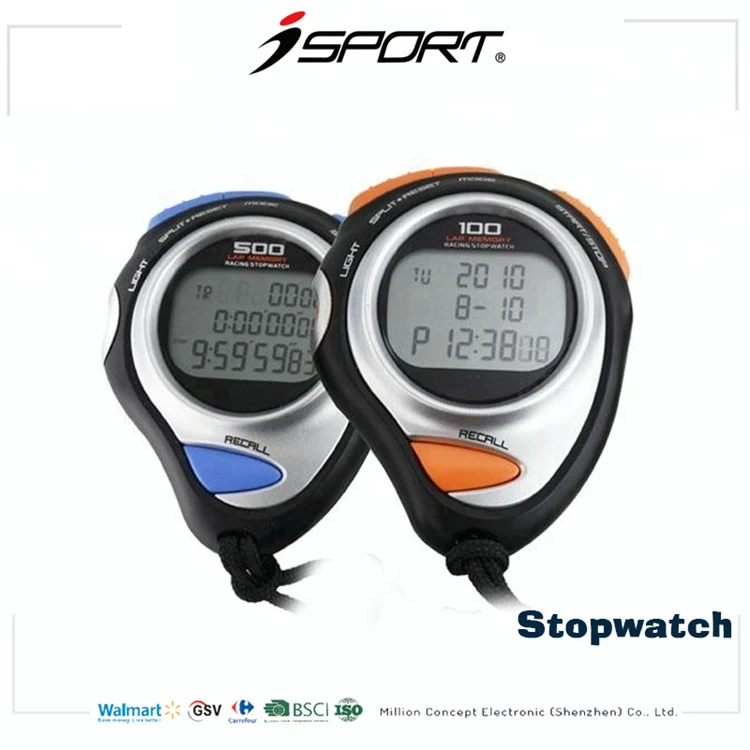 Water Resistant 100 Laps Memory Professional Sport Timer 3 Row Stopwatch