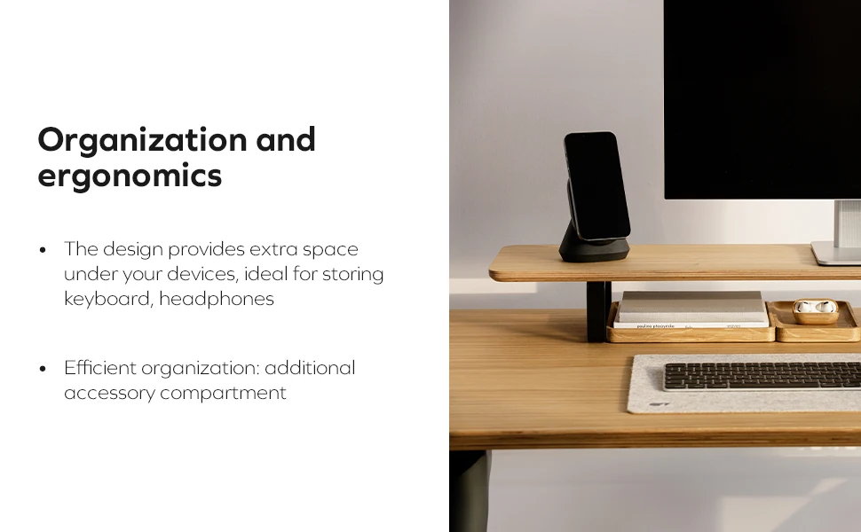 New Design MDF Wooden Laptop Computer Monitor Stand Riser with Desktop Storage Organized