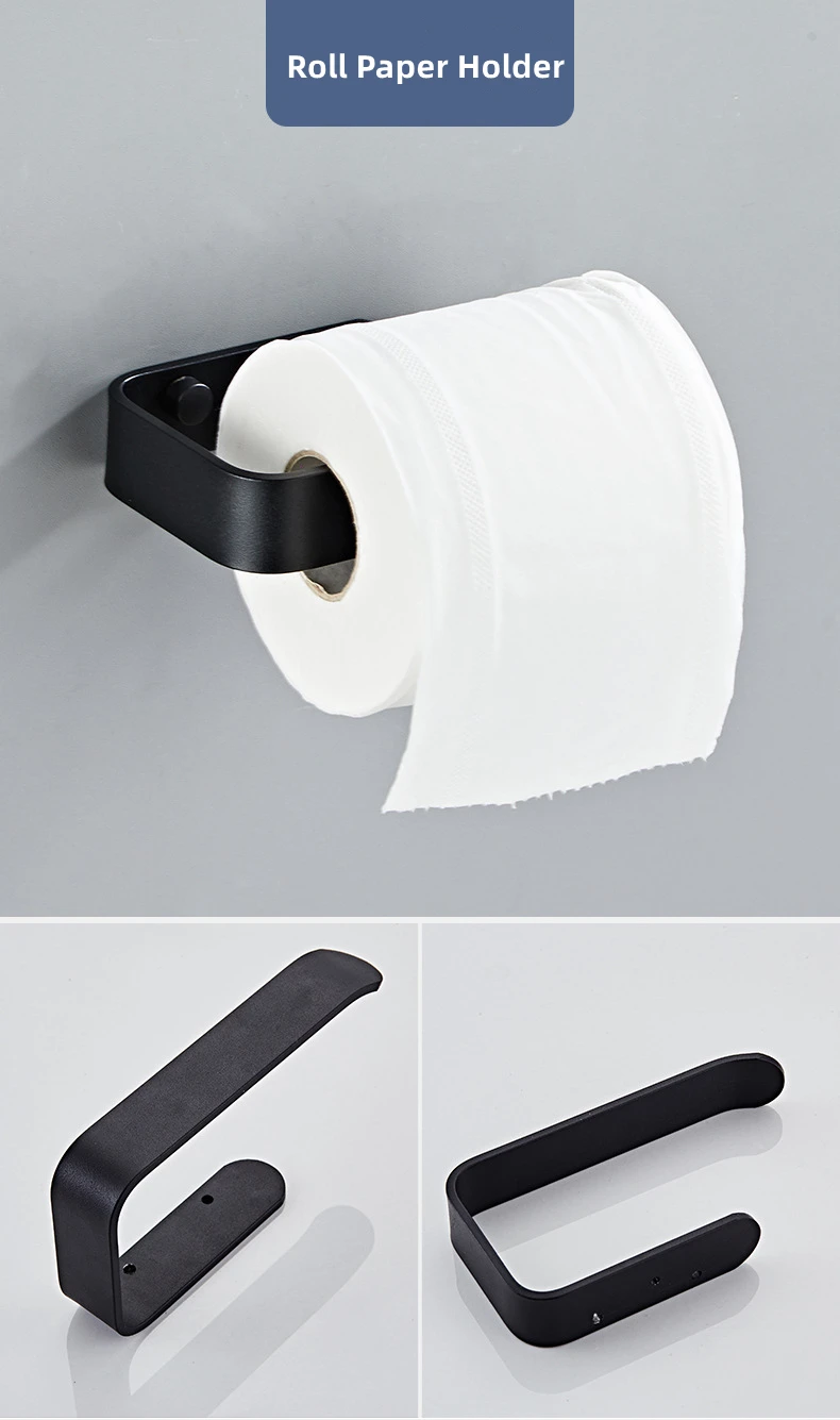 5 pieces Sets :alumimum Black Bathroom Hardware Set Towel Bar Wall Mounted Bathroom Accessories Set