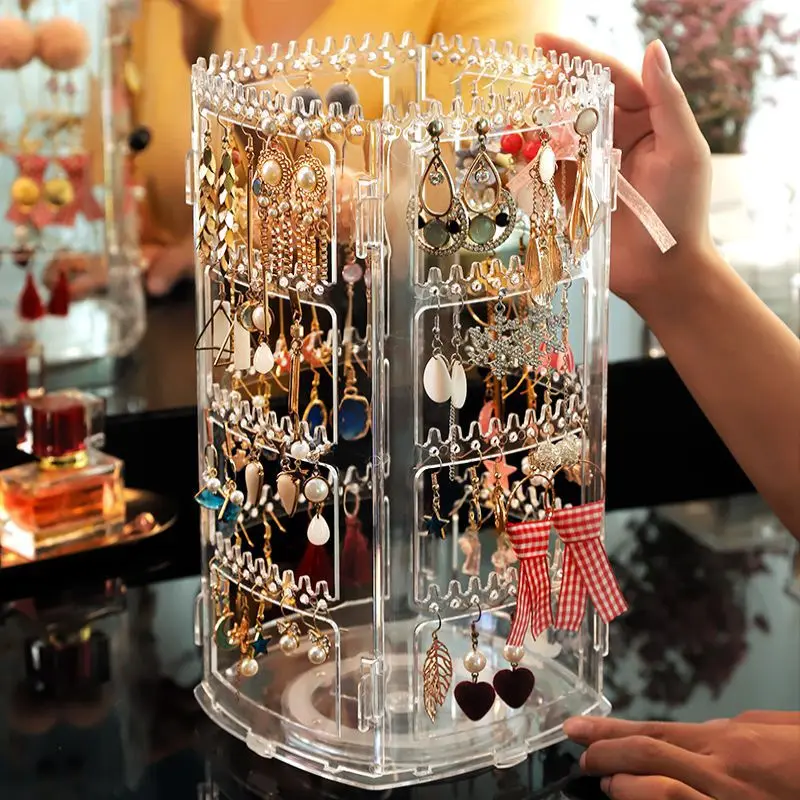 Spinning Acrylic Jewelry Display Rack Rotating Necklace Holder