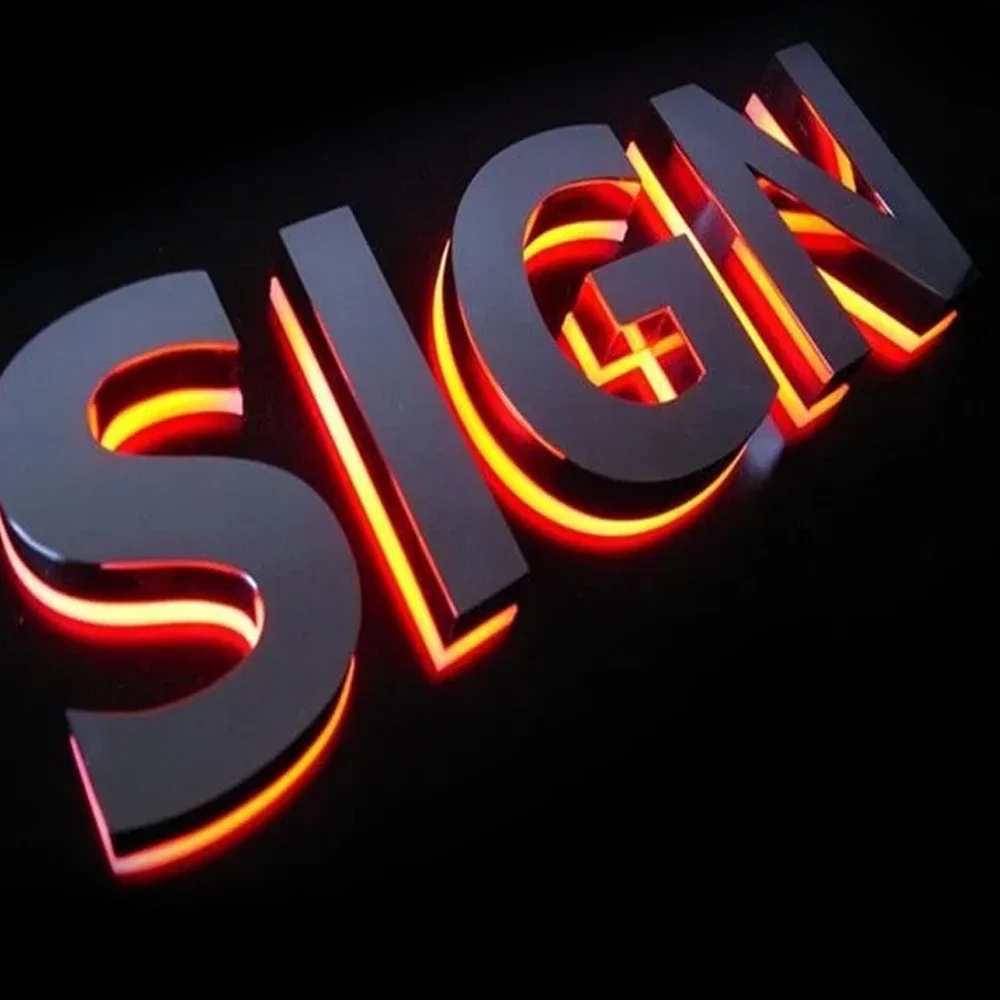 IKESIGN Vintage Metal Backlit Signage Letters LED 3D Illuminated Channel letters signs for Advertising Customized