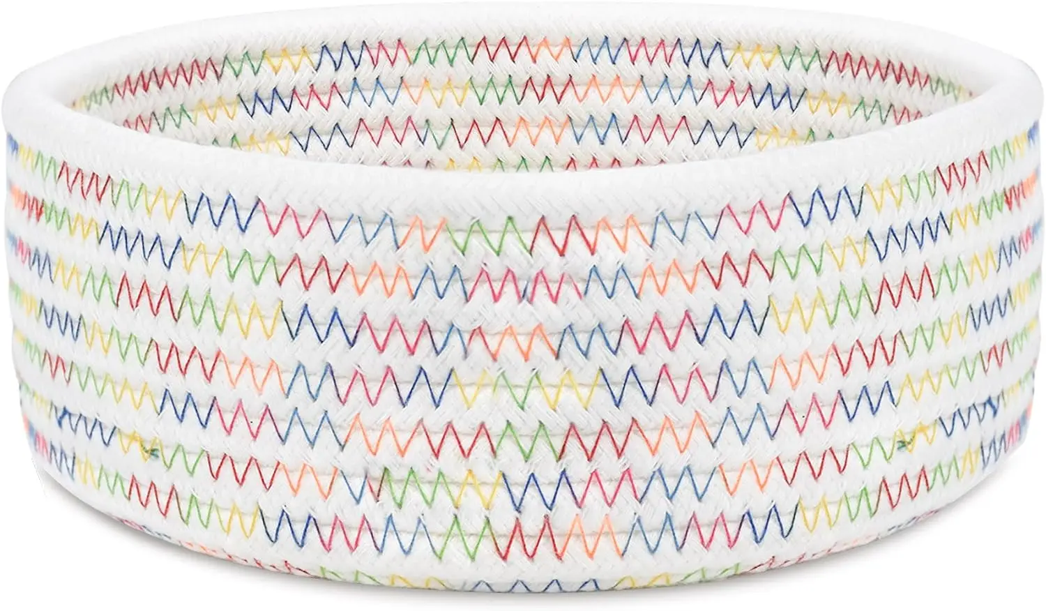 KUYUE Small Woven Basket, Empty Tiny Shallow Storage Basket, Mini Cotton Rope Baskets, Round Decorative Hamper