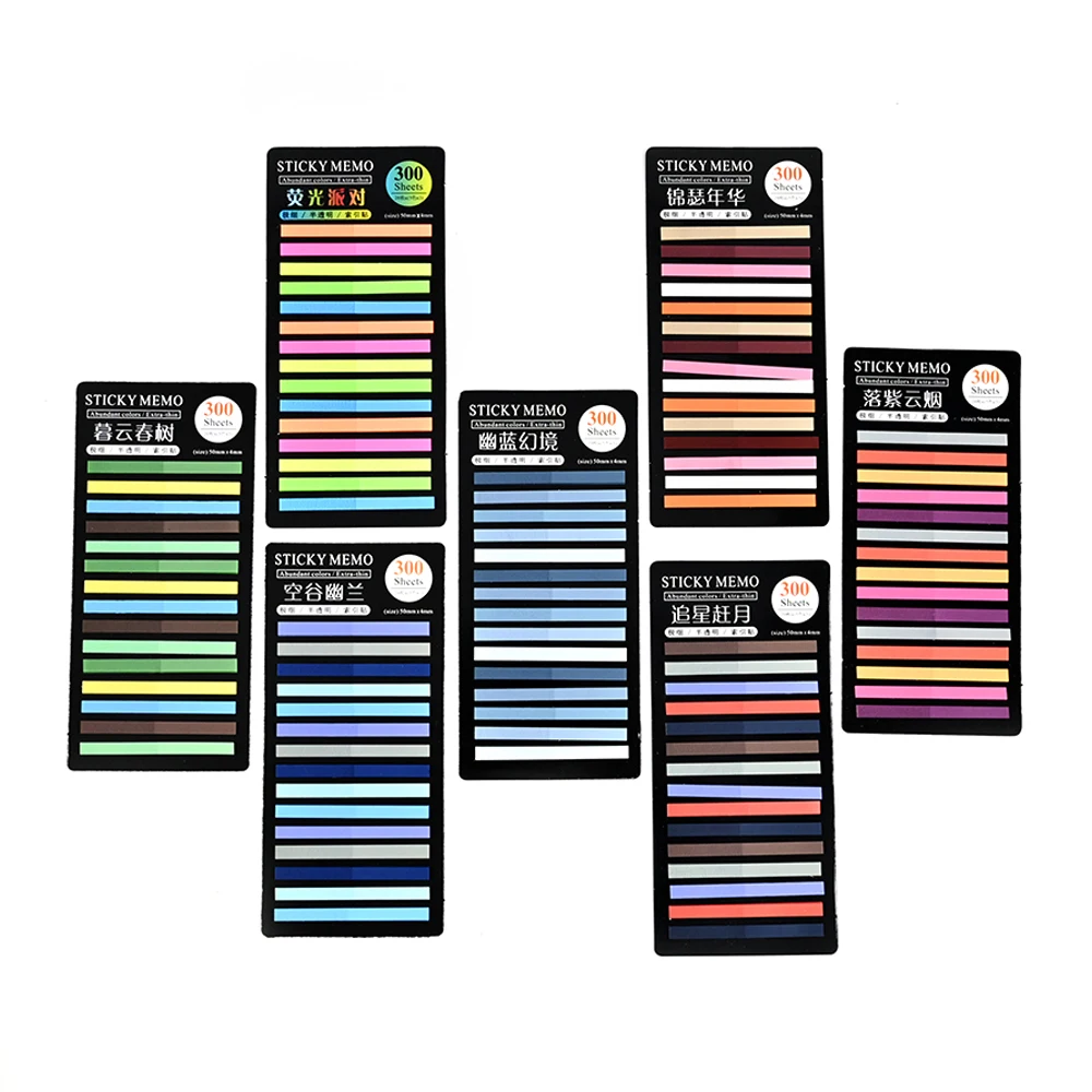 Custom Gradient Color 300 Sheets/Pack Index Stickers Transparent Key Mark PET Waterproof Highlight Book Sticky Tabs