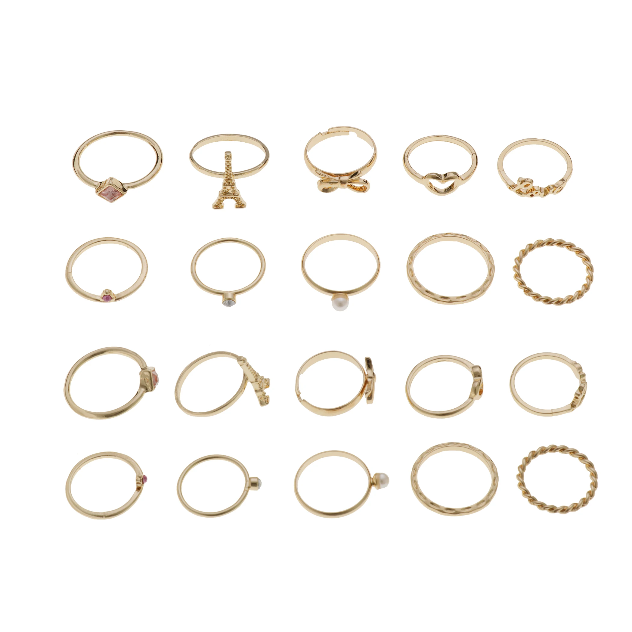 
nice design beautiful looking 10pc mixed ring set for girls 