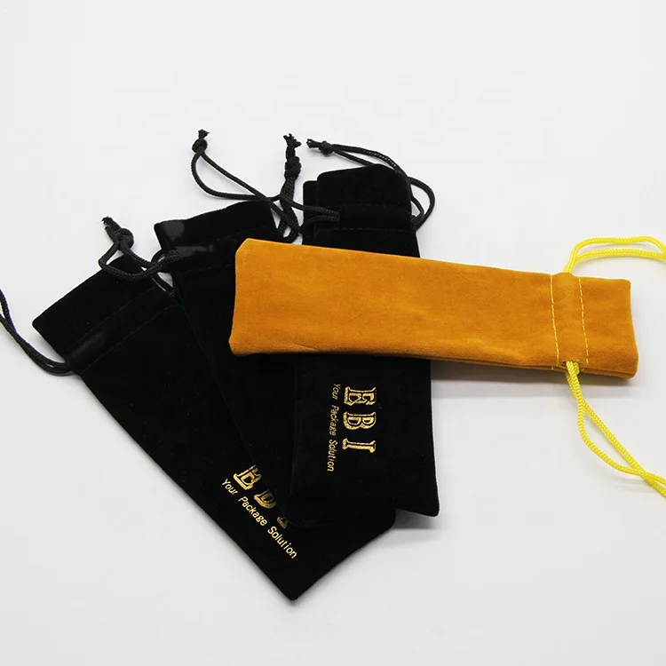 Ornamental chinese fancy embroidered velvet pouch attractive design gold velvet pouch