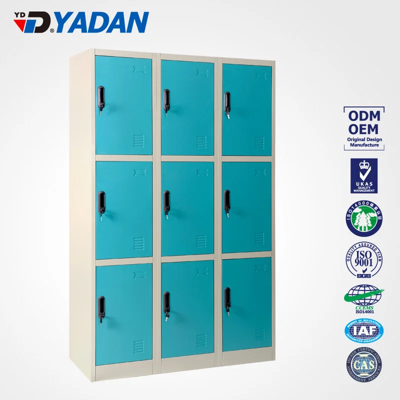 Factory directly supply modern design office furniture 9 door steel clothes storage cabinet wardrobe locker