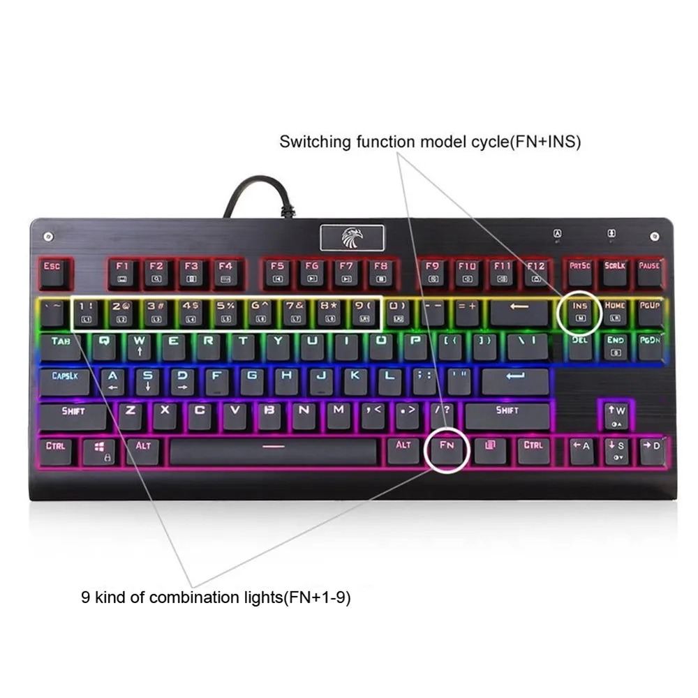  Z-77 RGB 87Key LED Backlit Wired Mechanical Professional Gaming Keyboard 87 Standard