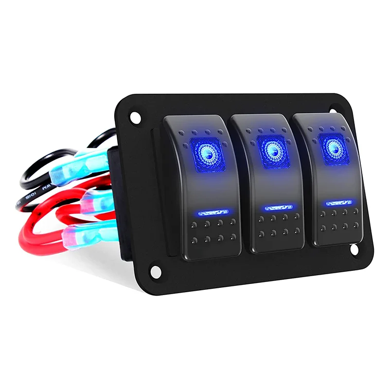 Toggle Switch Panel 3 Gang Aluminum Switch On-Off Car Boat Switch for Truck Car Automotive Marine Boat