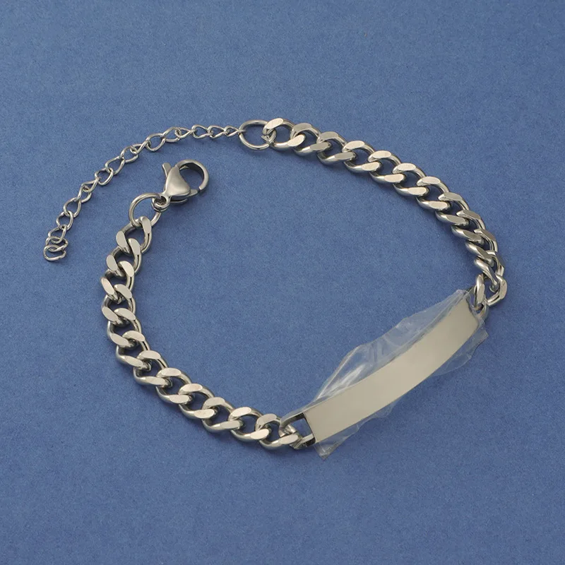 Stainless Steel Plate Bracelet Blank Personalized Bar Engraved Name lovers Custom Bracelet Gift For Men Women