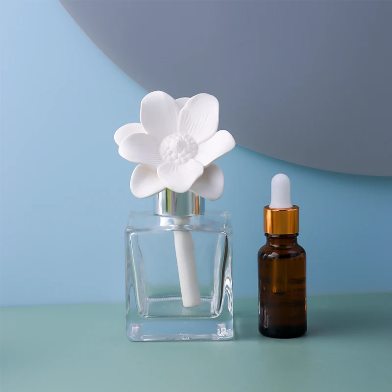 Handmade ceramic sunflower fragrance diffuser set with bottle & essential oil stone gift box for wedding scents diffuser