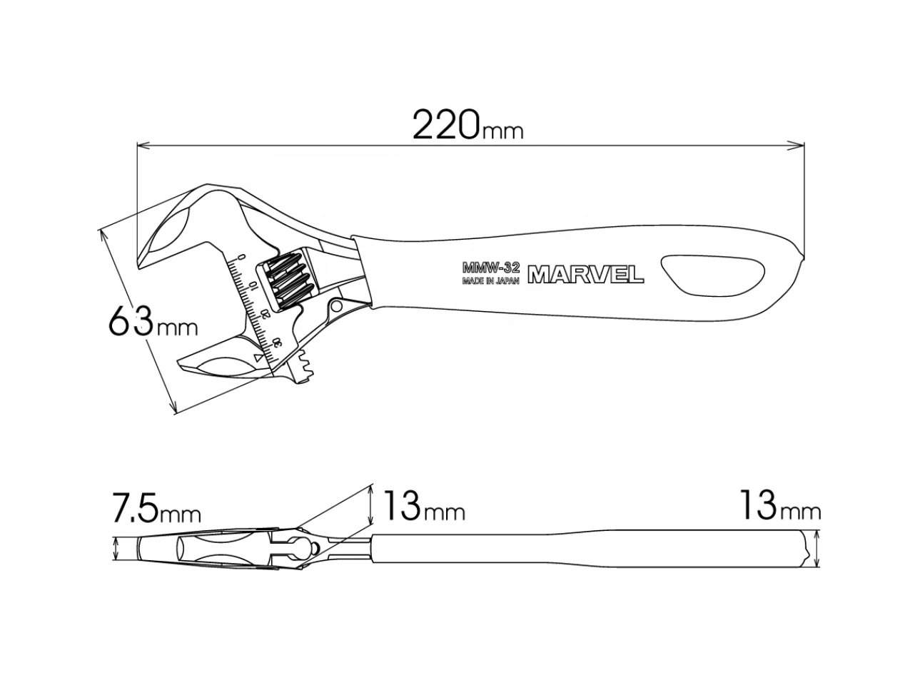 Marvel MMW-32, MMW-38 Precision Adjustable Wrench, Adjustable Spanner