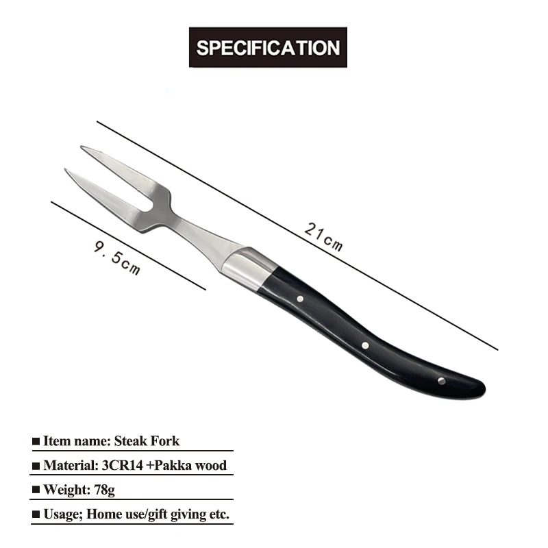 Premium Metal Cutlery Stainless Steel Steak Fork with Wooden Handle Direct Factory Price for Kitchen Use