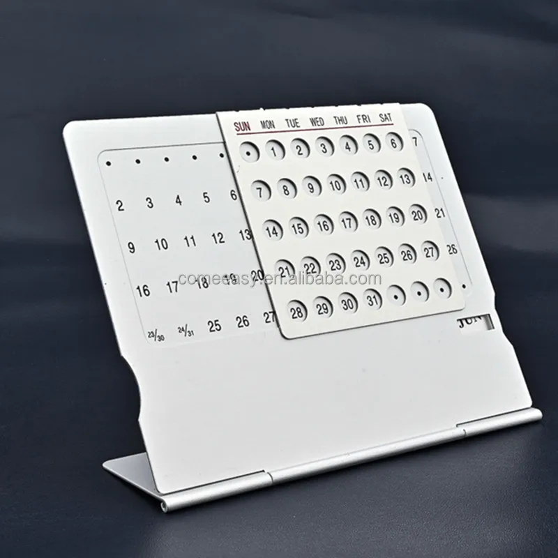2024 Promotional Metal Folding Perpetual Table Calendar Aluminum Permanent Calendar